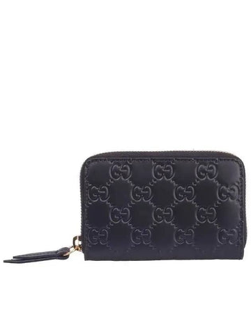 Signature Zipper Card Wallet Black - GUCCI - BALAAN.