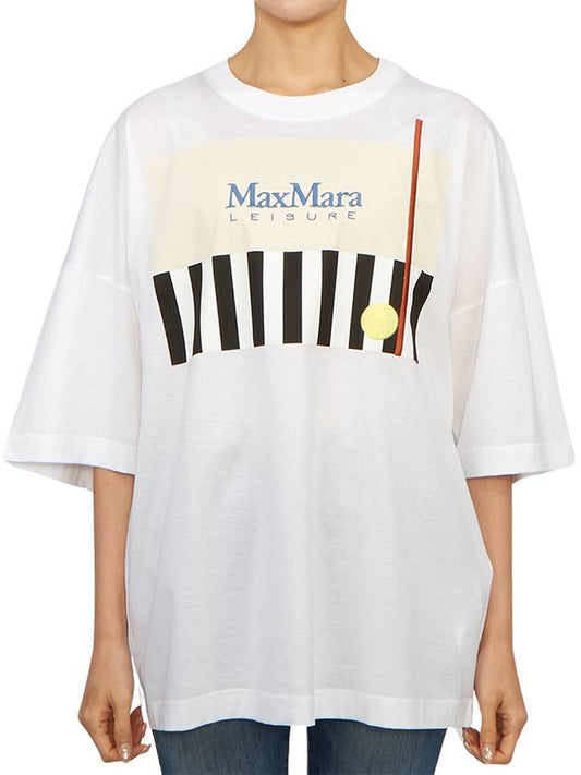 Satrapo Embroidered Logo Oversized Short Sleeve T-Shirt White - MAX MARA - BALAAN 1