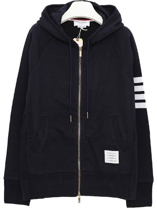 Engineered 4 Bar Diagonal Zip Up Hoodie Navy - THOM BROWNE - BALAAN 2