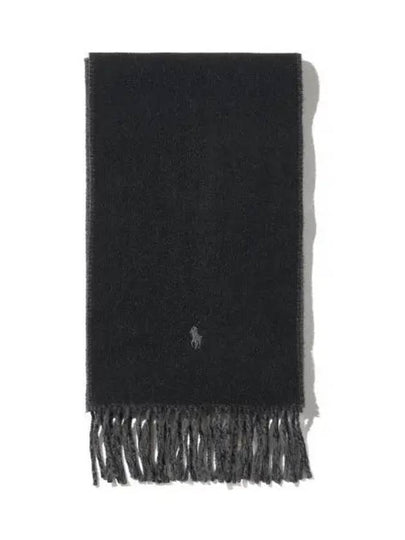 Reversible Wool Blend Scarf Black - POLO RALPH LAUREN - BALAAN 1