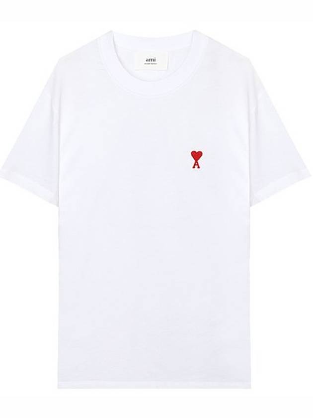 Small Heart Logo Short Sleeve T-Shirt White - AMI - BALAAN 2