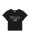 Cat Saying Cropped Cotton Short Sleeve T-Shirt Black IBB23WT10BK - ITZAVIBE - BALAAN 1