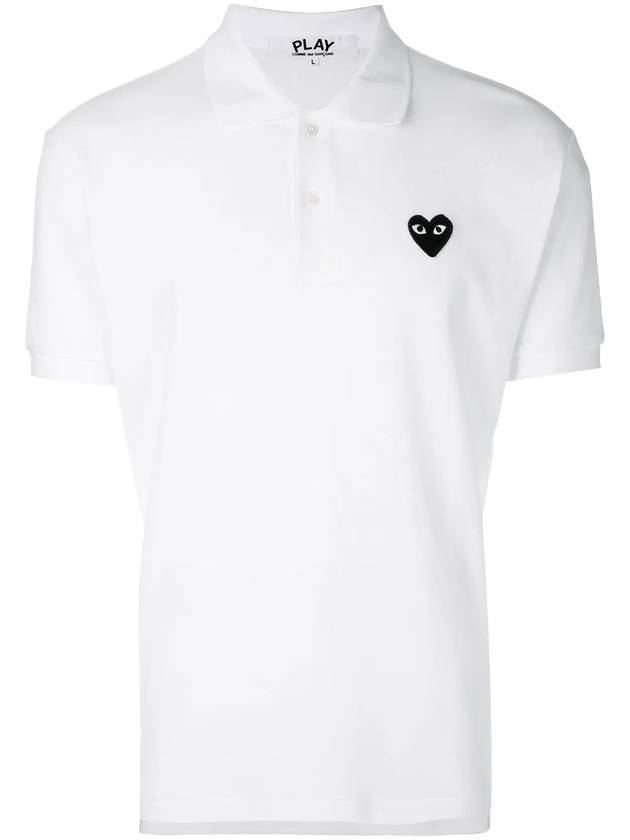 Men's Black Heart Waffen Short Sleeve Polo Shirt White - COMME DES GARCONS - BALAAN 1