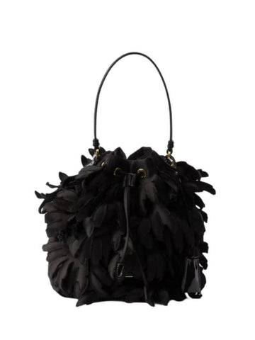 Satin Patent Leather Bucket Bag Black - PRADA - BALAAN 1