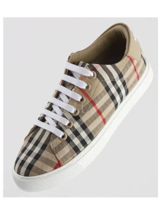 Vintage Check and Leather Sneakers Archive Beige - BURBERRY - BALAAN 2