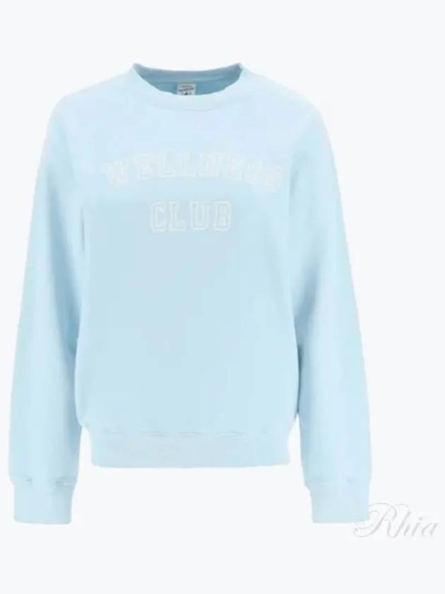 Wellness Club Flock Crew Neck Cotton Sweatshirt Baby Blue - SPORTY & RICH - BALAAN 2