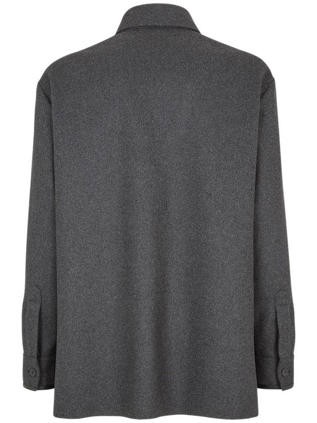 Patch Pocket Long Sleeve Wool Jacket Grey - FENDI - BALAAN 4