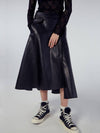 hem leather unbalanced skirt black - REAL ME ANOTHER ME - BALAAN 1