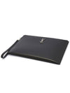 Monogram Silver Logo Clutch Bag Black - SAINT LAURENT - BALAAN 6