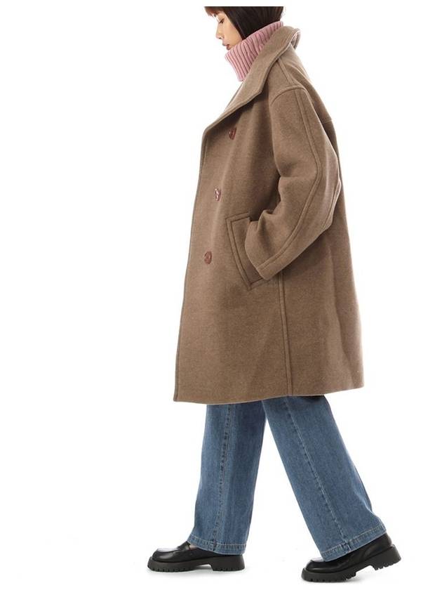 Funnel Neck Breasted Single Coat Light Brown - ACNE STUDIOS - BALAAN 6