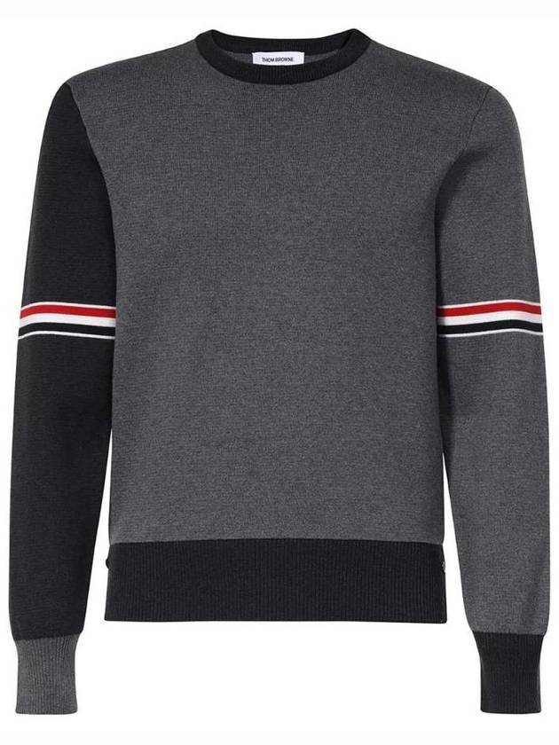 RWB Striped Crew Neck Knit Top Grey - THOM BROWNE - BALAAN 1