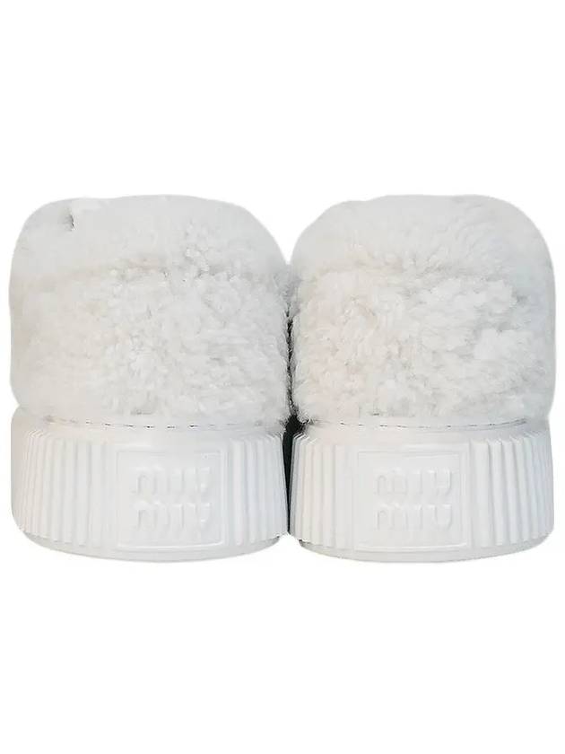 Logo Shearling Low Top Sneakers White - MIU MIU - BALAAN 5