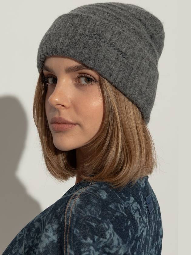 Logo Soft Wool Beanie Gray Women s - GANNI - BALAAN 5