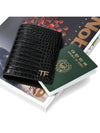 TF Gold Logo Leather Passport Wallet Black - TOM FORD - BALAAN 2