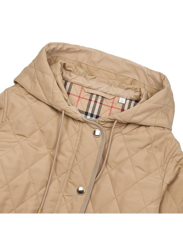 Diamond Quilted Hooded Single Coat Beige - BURBERRY - BALAAN 9