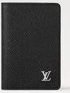 Pocket Organizer Taiga Leather Card Wallet Black - LOUIS VUITTON - BALAAN 2