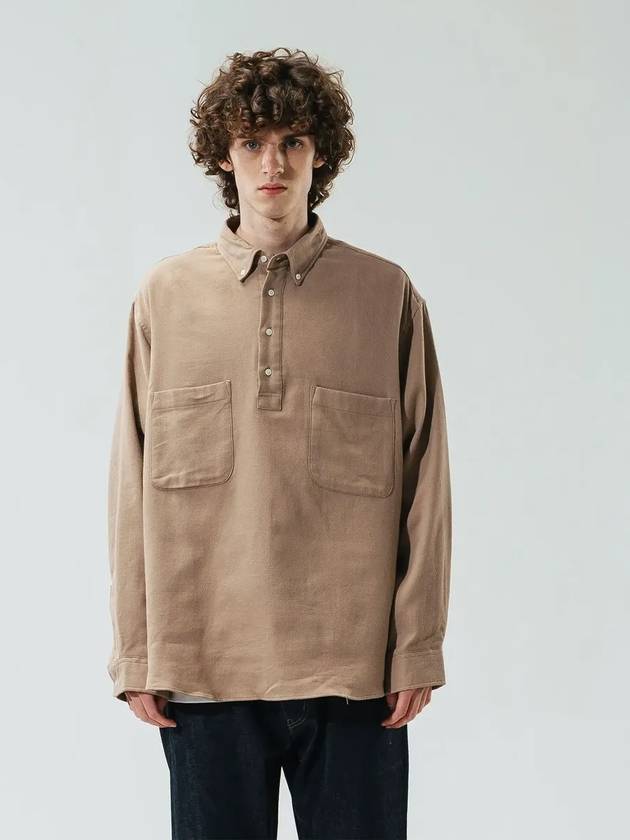 PEACH TWILL PULLOVER BUTTON DOWN SHIRT VER2 LIGHT BEIGE - KINDS - BALAAN 6