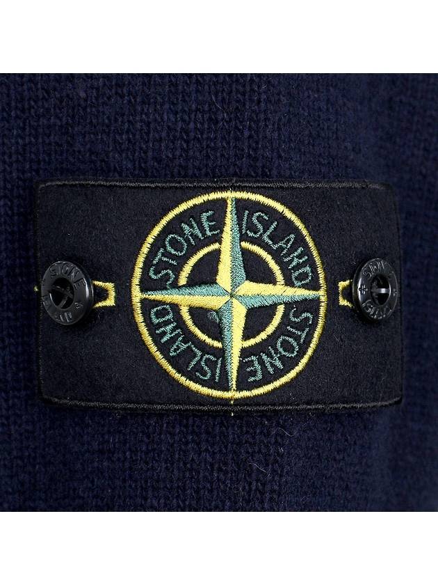 Wappen Patch Half Button Lambswool Knit Top Navy - STONE ISLAND - BALAAN 6