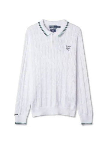 Wimbledon Cotton Polo Collar Sweater White - POLO RALPH LAUREN - BALAAN 1