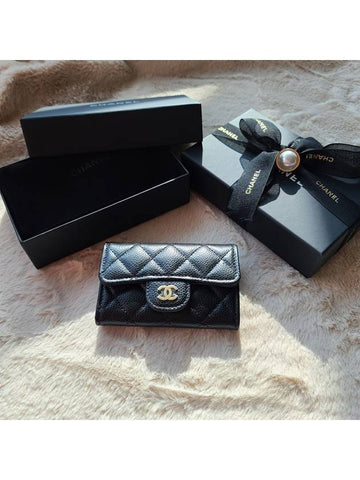 Classic snap card wallet holder caviar gold plated black AP0214 - CHANEL - BALAAN 1