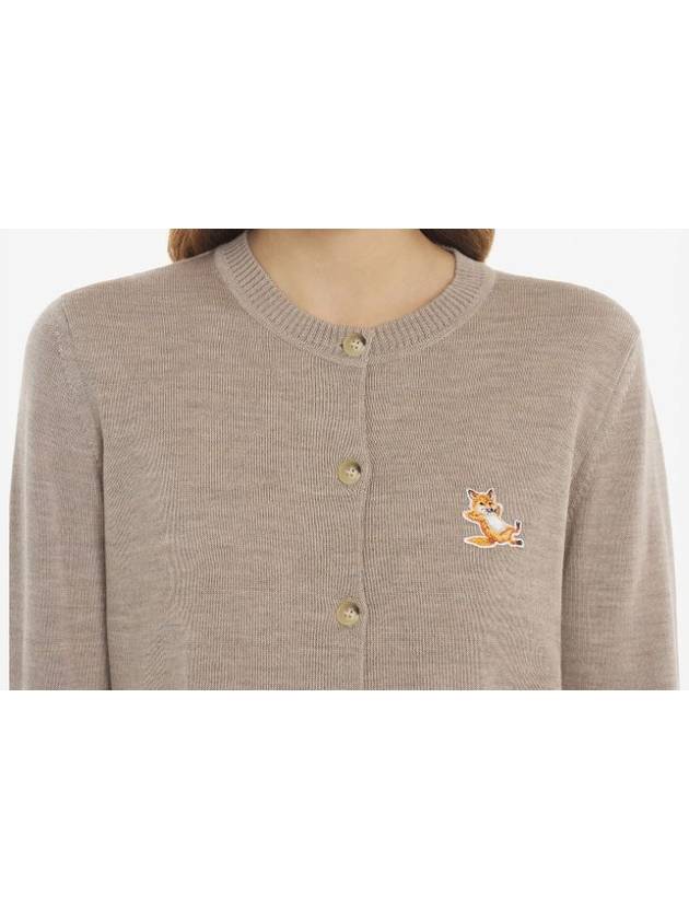 Chillax Fox Round Neck Cardigan Beige Women s - MAISON KITSUNE - BALAAN 3