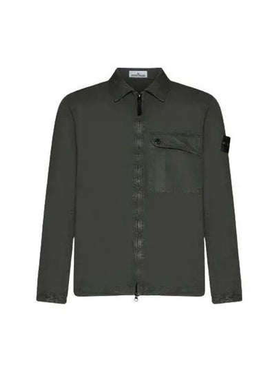 Old Treatment Garment Dyed Overshirt Jacket Dark Green - STONE ISLAND - BALAAN 2