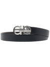 Men's Double Gancini Reversible Leather Belt Black Testa di Moro - SALVATORE FERRAGAMO - BALAAN 11