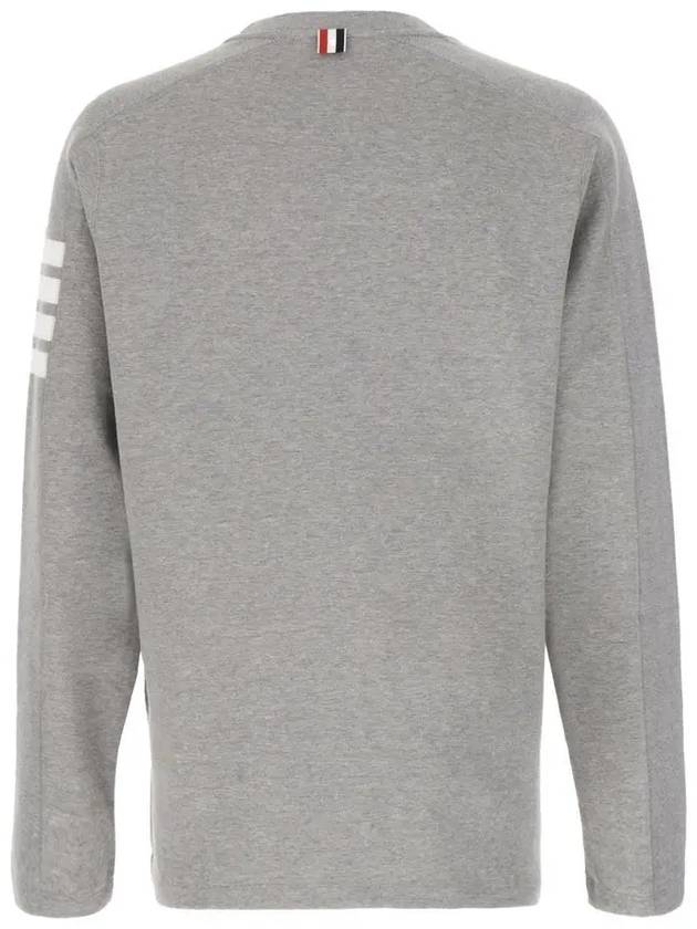 4-Bar Striped Cotton Long Sleeve T-Shirt Light Grey - THOM BROWNE - BALAAN 3