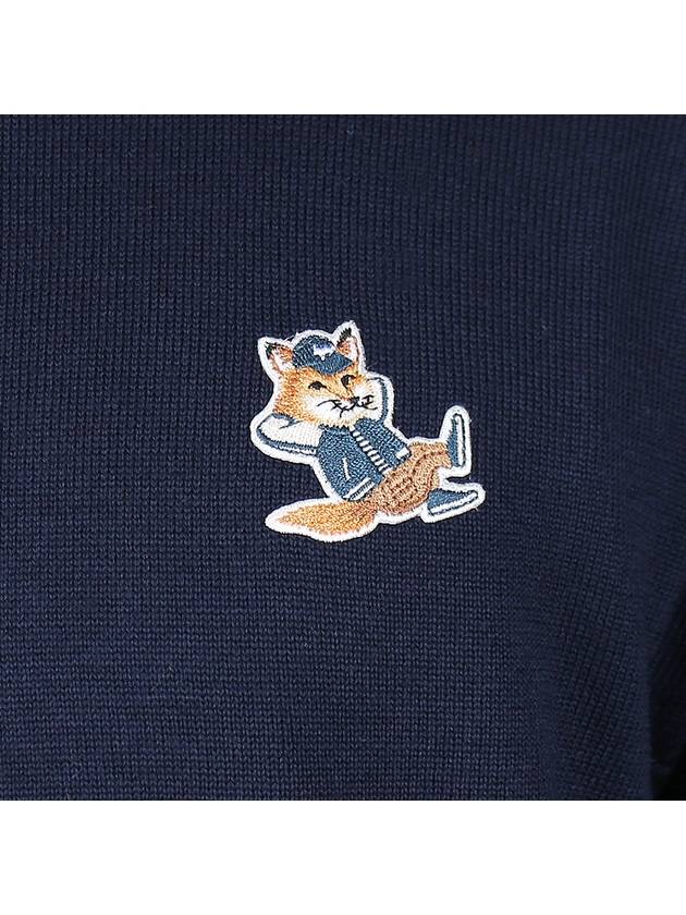 Men's Dressed Fox Patch Relaxed Knit Top Navy - MAISON KITSUNE - BALAAN 6