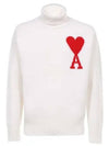 Heart Logo Knit Turtleneck White - AMI - BALAAN 2