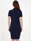 Women's Slim Fit Stretch Cotton Pique Polo Short Dress Navy - LACOSTE - BALAAN 3