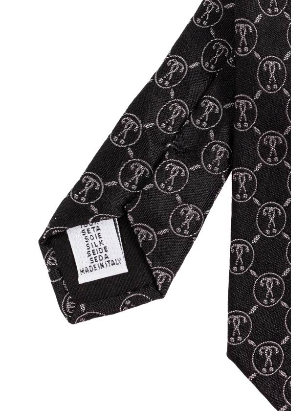 Moschino Silk Tie With Monogram, Men's, Black - MOSCHINO - BALAAN 4