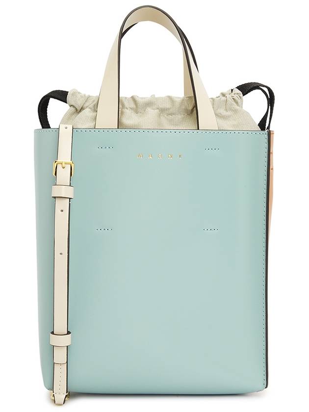 Museo Leather Logo Mini Tote Bag Light Blue - MARNI - BALAAN 2