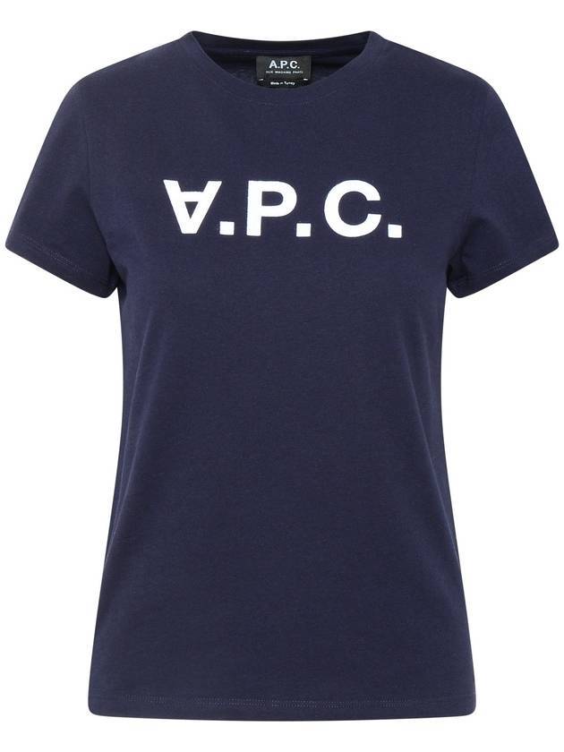 VPC Logo Organic Cotton Short Sleeve T-Shirt Navy - A.P.C. - BALAAN 1