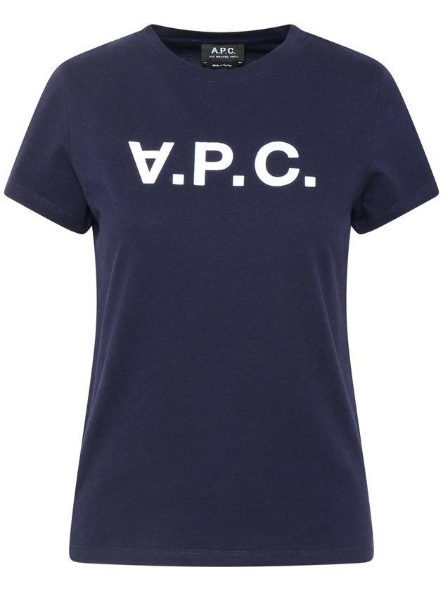 VPC Logo Print Short Sleeve T-Shirt Navy - A.P.C. - BALAAN.