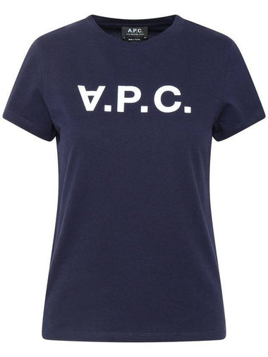 VPC Logo Organic Cotton Short Sleeve T-Shirt Navy - A.P.C. - BALAAN 1