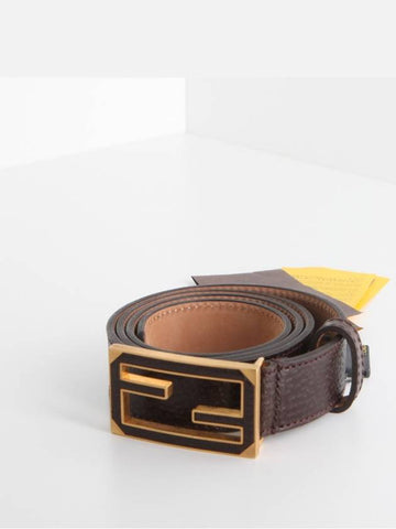 Gold buckle belt brown BC0130 - FENDI - BALAAN 1