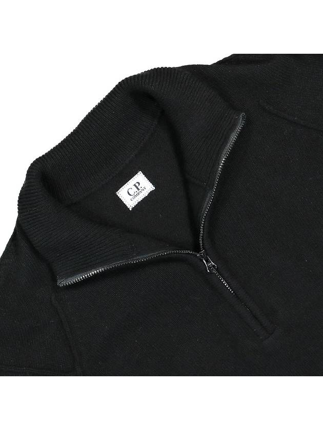 Lambswool GRS Half Zipped Knit Top Black - CP COMPANY - BALAAN 4