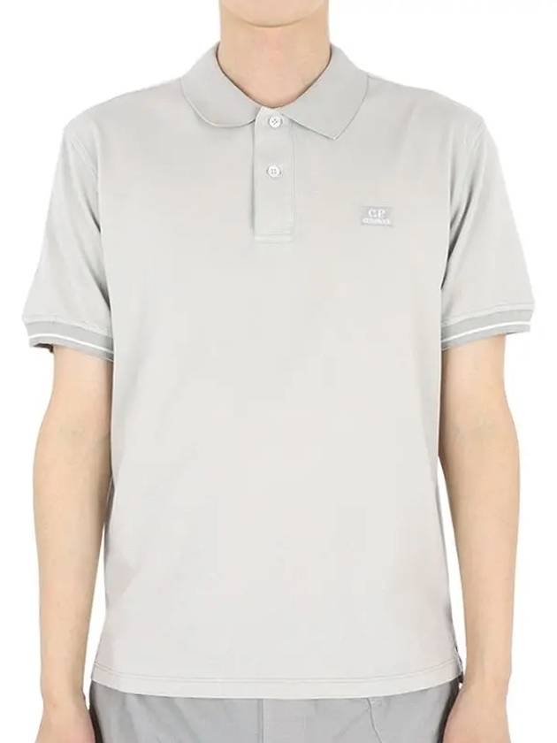 Chest Logo Short Sleeve Polo Shirt Light Grey - CP COMPANY - BALAAN 3