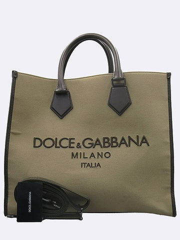 D G Dolce Gabbana emboss logo canvas edge shopper tote bag shoulder strap 2WAY - DOLCE&GABBANA - BALAAN 1