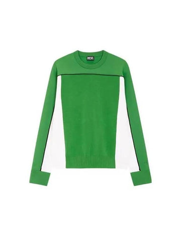 color block crewneck sweater green - DIESEL - BALAAN 1