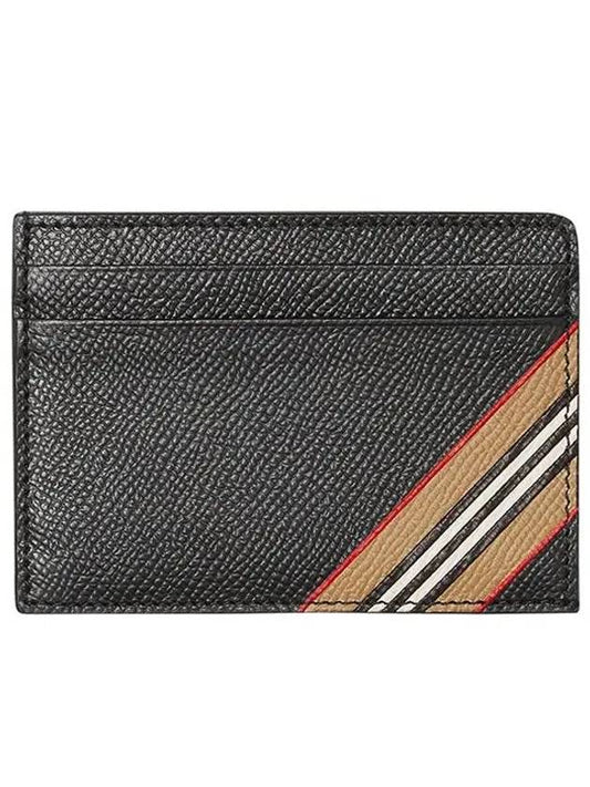 Icon Stripe Grainy Leather Card Wallet Black - BURBERRY - BALAAN 2