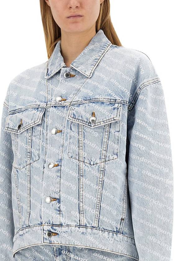 Women's Logo Print Denim Jacket - ALEXANDER WANG - BALAAN 5