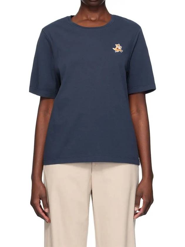 Speedy Fox Patch Comfort Short Sleeve T Shirt Navy - MAISON KITSUNE - BALAAN 3