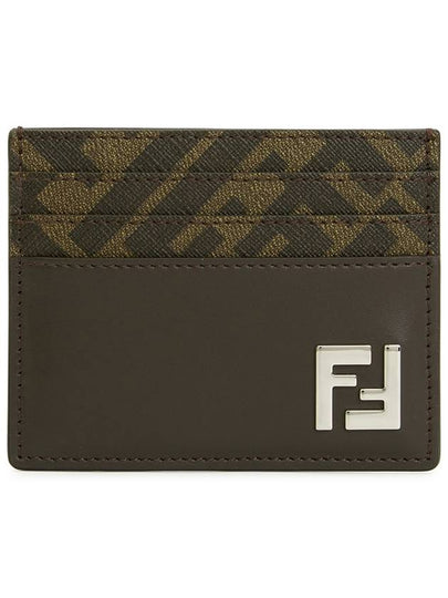 FF Square Leather Card Wallet Brown - FENDI - BALAAN 2