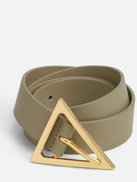 Triangle Buckle Leather Belt Taupe - BOTTEGA VENETA - BALAAN 2