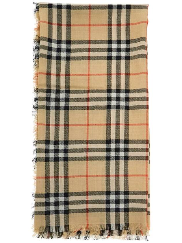 Check Cashmere Silk Scarf Sand - BURBERRY - BALAAN 2