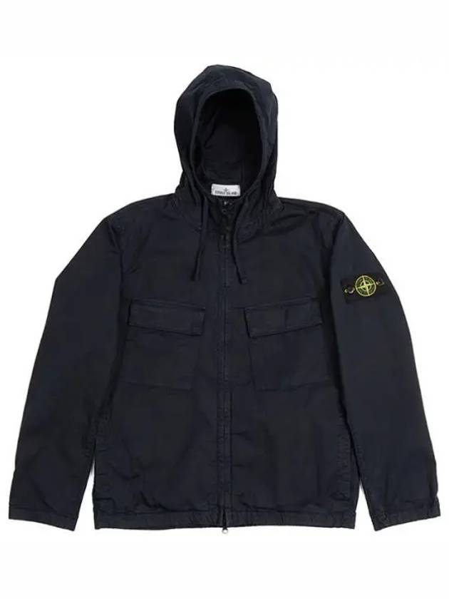 Cotton Twill Stretch Hooded Jacket Navy - STONE ISLAND - BALAAN 2