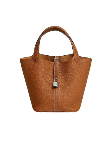 Picotin Lock 22 Tote Bag Clemence Palladium Gold - HERMES - BALAAN 1