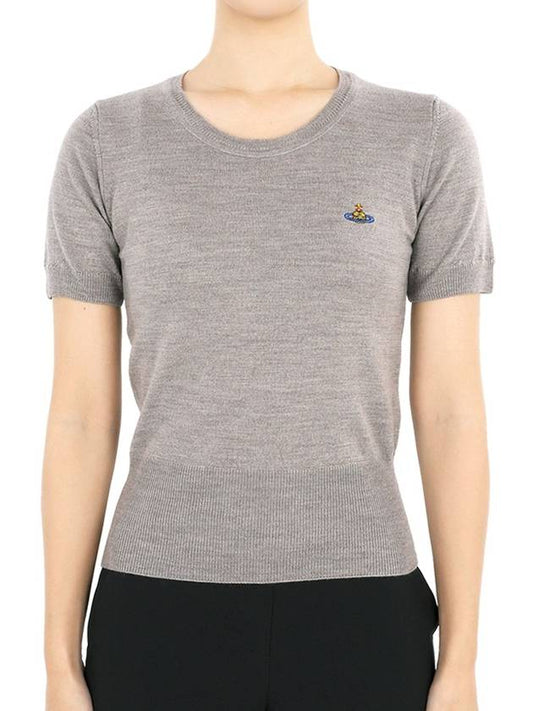 ORB Logo Short Sleeve Knit Top Grey - VIVIENNE WESTWOOD - BALAAN 2